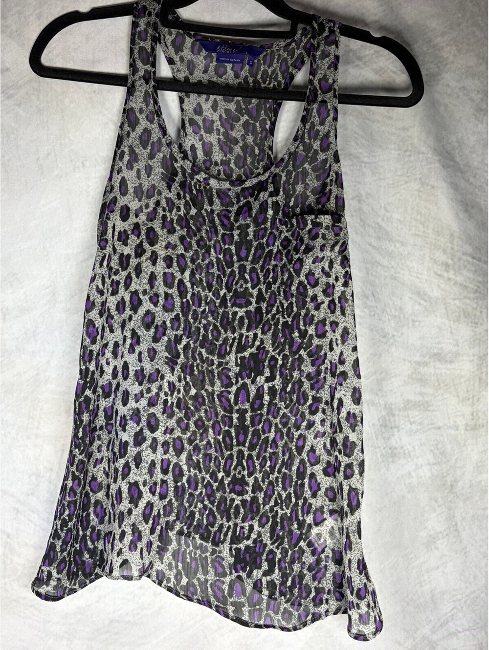 Miley Cyrus Max Azria Women’s Sheer Leopard Print Racerback Tank Top Size Small